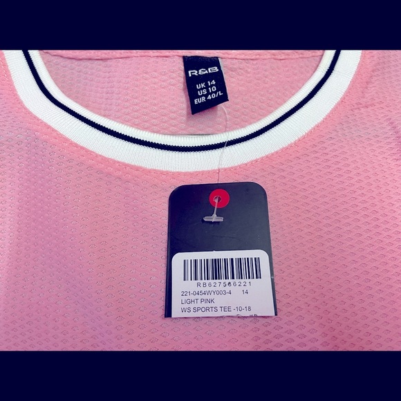 R&B sports mesh transparent top in pleasing light pink colour, size UK 14 - Picture 5 of 5